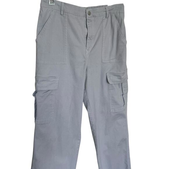 Faded Rose Essentials Women's Pull Up Baggy Cargo Pants Light Gray Size Large - Picture 2 of 9